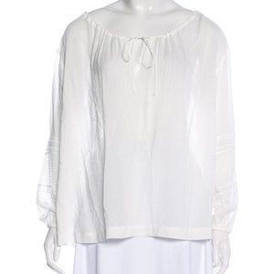 VINCE White Embroidered Boho Top